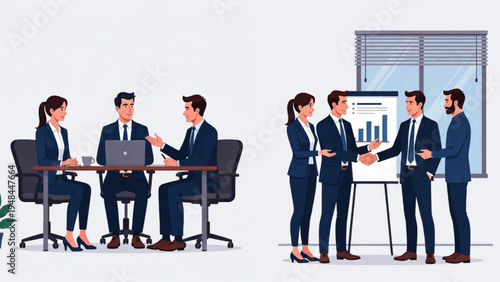 Business Professionals collaborating and discussing business strategies in a meeting Vector