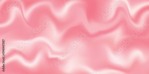 Pink strawberry yogurt or ice cream surface texture with wave pattern. Milk creamy sweet fruit and berry product. Soft and frozen sorbet or dairy pudding smooth top. Realistic vector background.