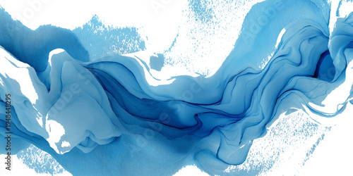 Abstract blue sea watercolor texture background with flowing ocean waves and soft turquoise liquid design.