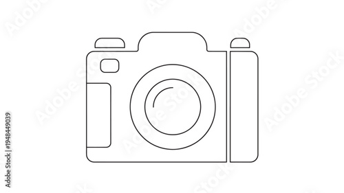 Camera icon with a simplistic outline and clean design, ideal for digital media and graphic design applications.