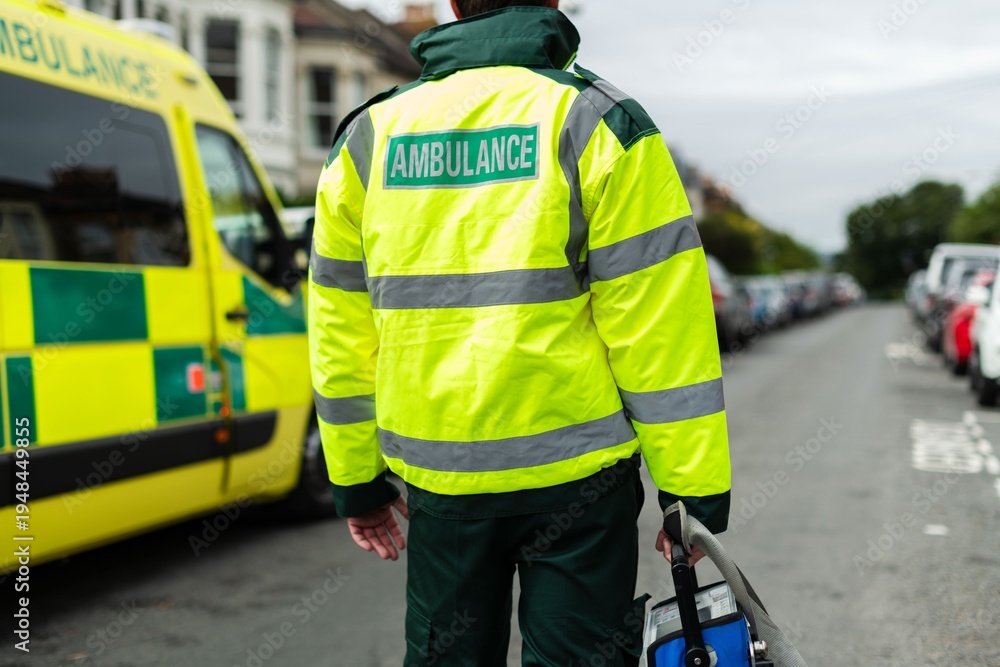 Fototapeta premium Emergency responder on urban street.