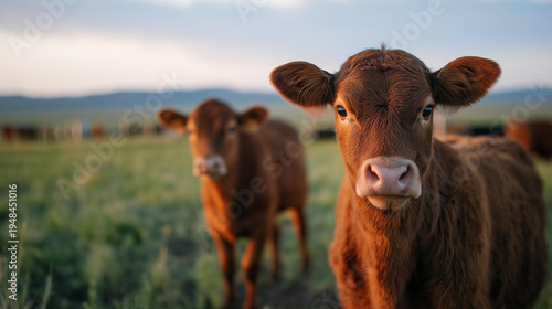 Twilight blue hour at regenerative ranch with livestock grazing among diverse pasture species, mobile fencing and water systems visible, holistic management demonstration, ideal for sustainable