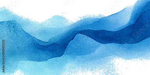 Abstract blue sea watercolor texture background with flowing ocean waves and soft turquoise liquid design.