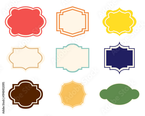 Decorative colorful frames vector set various shapes for graphic design elements. graphic style with abstract shapes templates for social. vector illustration