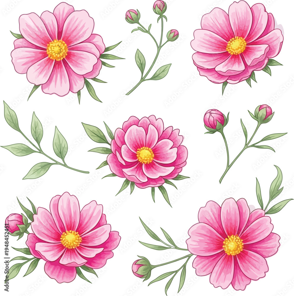 Obraz premium Vibrant pink floral arrangement isolated on transparent background