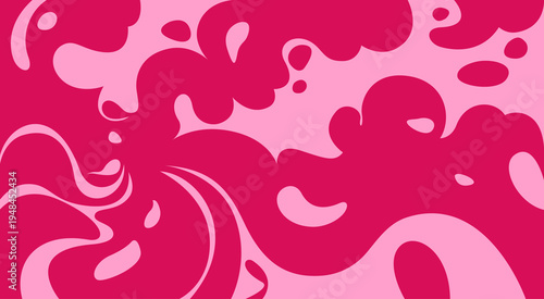 Hand-drawn vector background with red spots in the form of bubbles. Illustration for design and posters on the topic of blood donation. Twisted, curvy lines reminiscent of chewing gum.