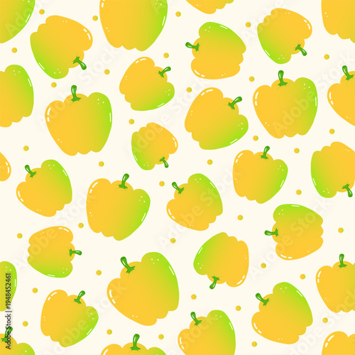 Bell pepper seamless pattern with yellow and green vegetables