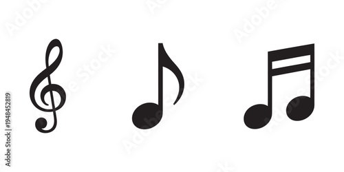 Music notes keys icon set, vector illustration, song melody tune symbols, flat icons for musical apps and websites, music notes vector collection