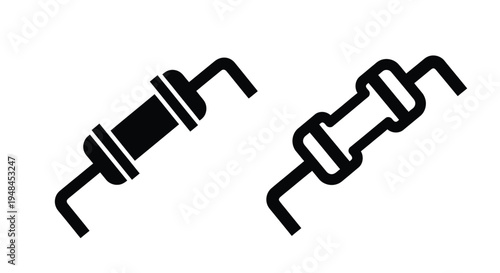 Two black chain links depicted in a simple graphic style