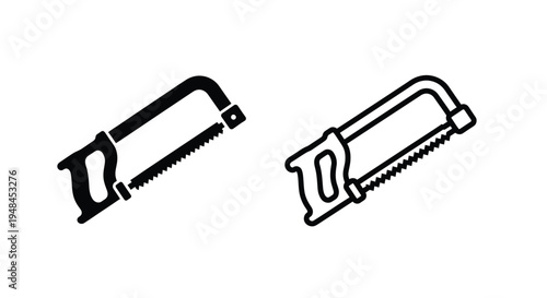 Two hacksaw illustrations one straight one slightly curved