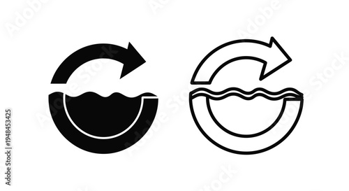 Two recycling symbols depicting water or fluid circulation