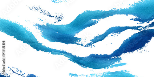 Abstract blue sea watercolor texture background with flowing ocean waves and soft turquoise liquid design.