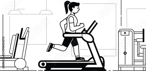woman running on treadmill in gym
