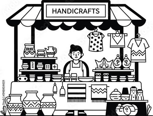 handicraft market stall with various items