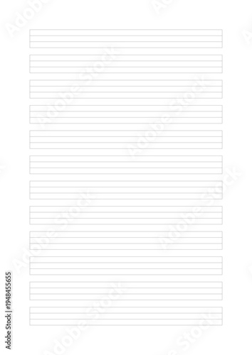 Blank german three Lined Paper Sheet,  Line Color is red, Paper Size A4 (210 x 297 mm),  Row height between lines in German three-line practice paper (Lineatur) 5mm