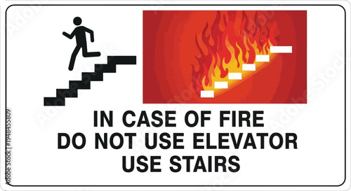 A person runs up stairs during a fire emergency evacuation