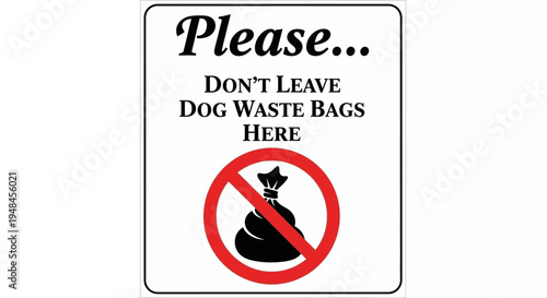 A dog waste bag prohibition sign is posted on a street pole