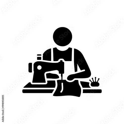 Tailor Sewing Machine Artisan Icon