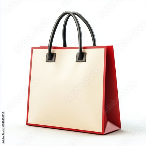Tote Bag Made of Brown Paper Sitting on a White Background for Shopping or St...