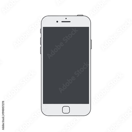 Modern smartphone with a blank screen on a white background, isolated graphic