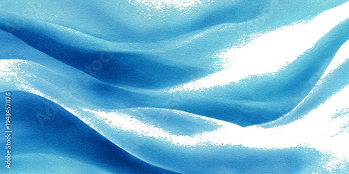 Abstract blue sea watercolor texture background with flowing ocean waves and soft turquoise liquid design.