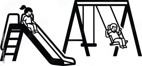 kids playing on swing and slide