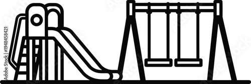 playground equipment, slide and swing