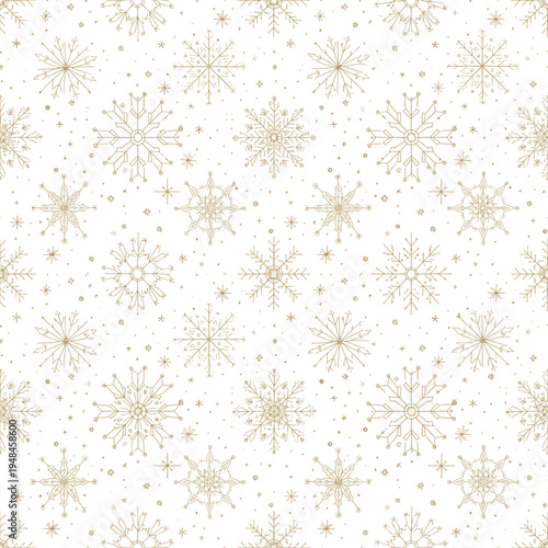 Delicate Gold Snowflake Pattern Seamless Background Winter Holiday Design Festive Elegant Texture Illustration Graphic Element Stock Footage