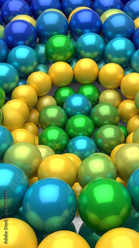 Colorful balls in a spiral pattern.