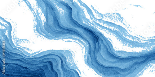 Abstract blue sea watercolor texture background with flowing ocean waves and soft turquoise liquid design.