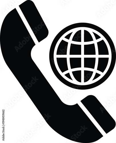 global communication, phone and globe icon