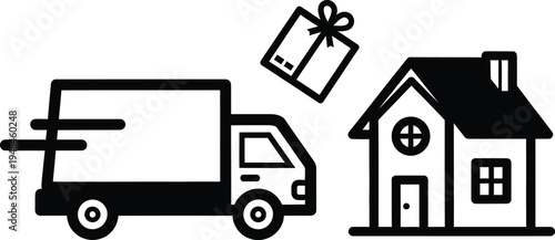 home delivery, truck and house