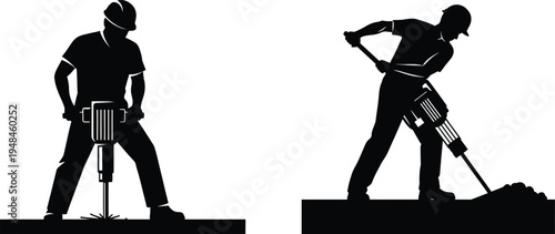 Construction worker silhouette building industry professional