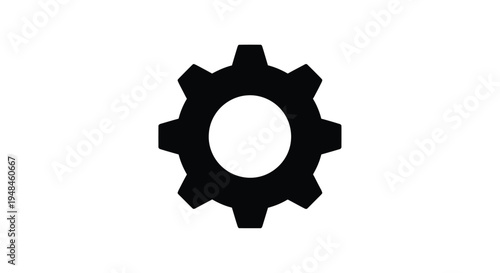 Black gear icon against a white background a stark silhouette
