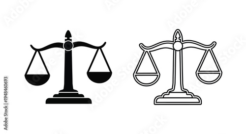 Scales of justice depicted in black and white a symbolic silhouette