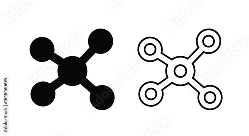 Two representations of a four pointed shape one filled one outlined silhouette