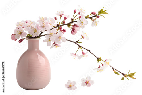 Cherry Blossom Branch in Pink Ceramic Vase
