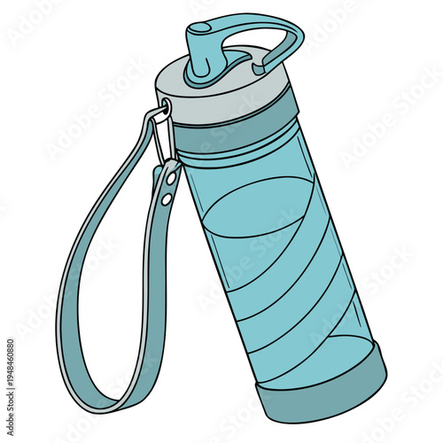 Teal collapsible water bottle with strap handle