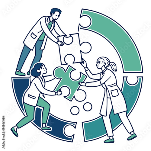 People assembling puzzle pieces in circle teamwork collaboration symbol