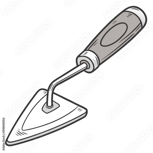 Trowel with gray handle and metal blade tool construction building