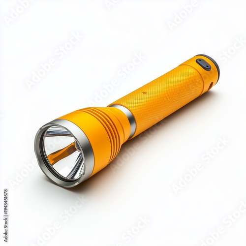 Bright Yellow Flashlight Resting on a Plain Surface