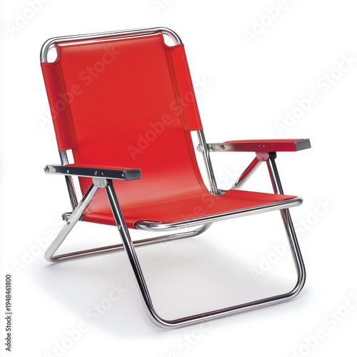 Red Folding Chair for Outdoor Relaxation During Sunny Days