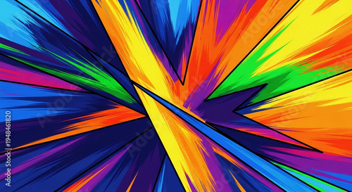 Wallpaper Mural Vibrant Abstract Geometric Burst Illustration with Dynamic Colorful Lines Torontodigital.ca
