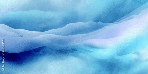 Abstract blue sea watercolor texture background with flowing ocean waves and soft turquoise liquid design.