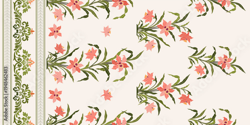 Vector Hand drawn colourful geometric flowers Motifs African boho paisley, seamless patterns with floral for fabric Ethnic Indian Pattern, textiles, clothing, wrapping paper, backdrop, banner.
