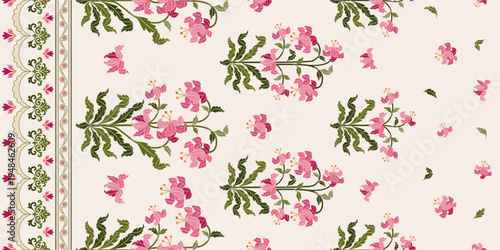 Vector Hand drawn colourful geometric flowers Motifs African boho paisley, seamless patterns with floral for fabric Ethnic Indian Pattern, textiles, clothing, wrapping paper, backdrop, banner.
