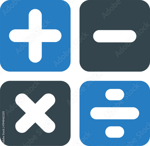 Mathematical Symbols Set for Calculator and Education App Vector