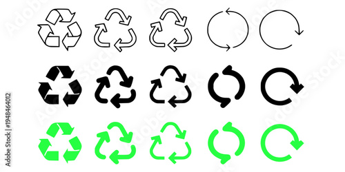 Recycle sign set isolated on transparent background.