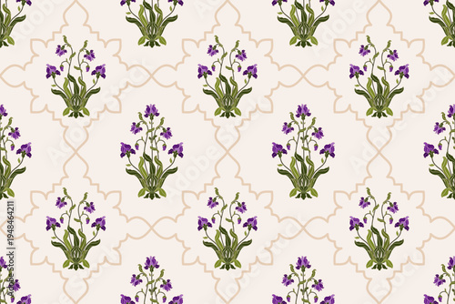 Vector Hand drawn colourful geometric flowers Motifs African boho paisley, seamless patterns with floral for fabric Ethnic Indian Pattern, textiles, clothing, wrapping paper, backdrop, banner.
