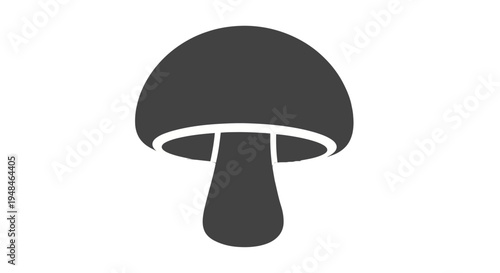 Simple Black Mushroom Icon Illustration.